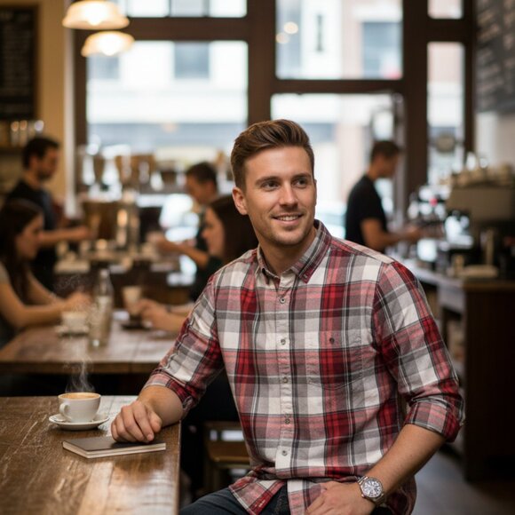 Aeropostale mens long sleeve windowpane plaid flannel button down shirt large - Picture 6 of 7